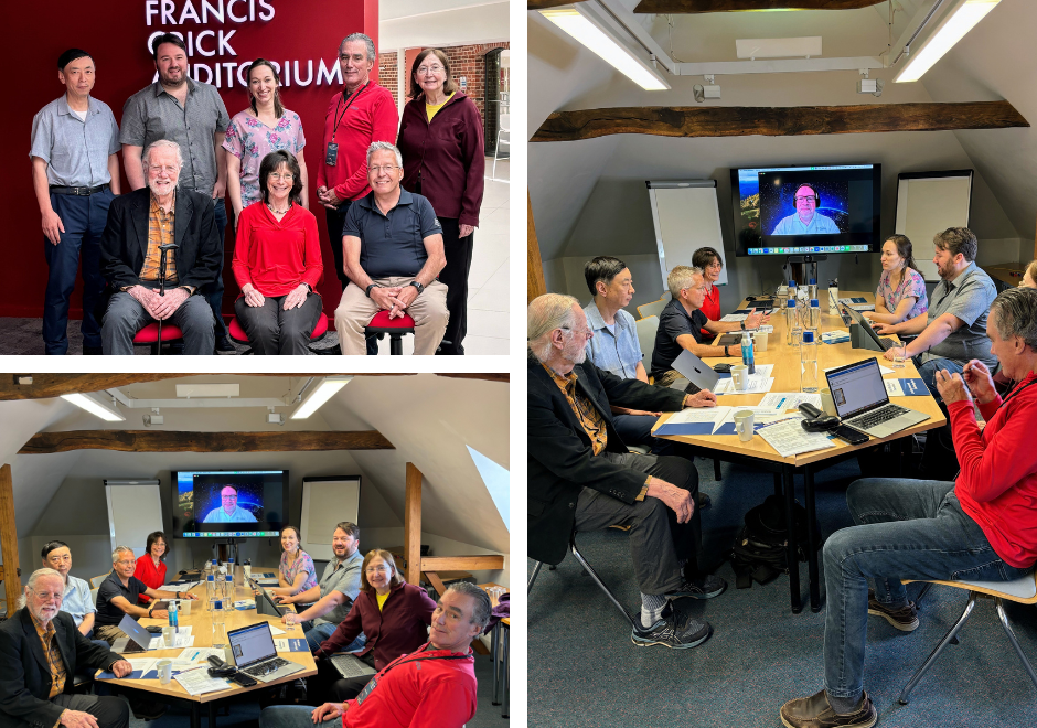 Collage of three photos from the 2024 annual directors' meeting, featuring Jonas Bergquist, Ron Davis, Christopher Armstrong, David Systrom, Wenzhong Xiao, Maureen Hanson, Linda Tannenbaum, and Danielle Meadows.