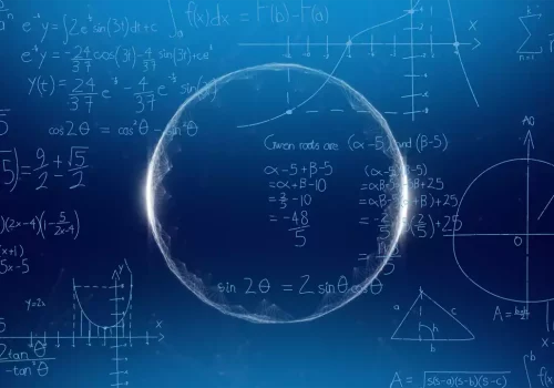 Glowing sphere and mathematical equations